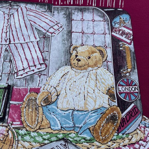 Vintage 90s Travel Teddy Bear Grandma Sweater Sweatshirt  - Size Large - Picture 4 of 6